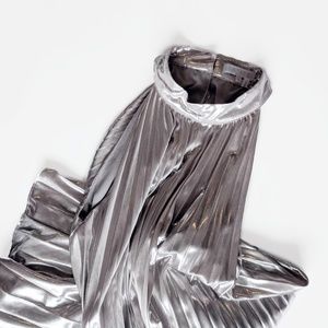 1. State Metallic Pleated Swing Dress